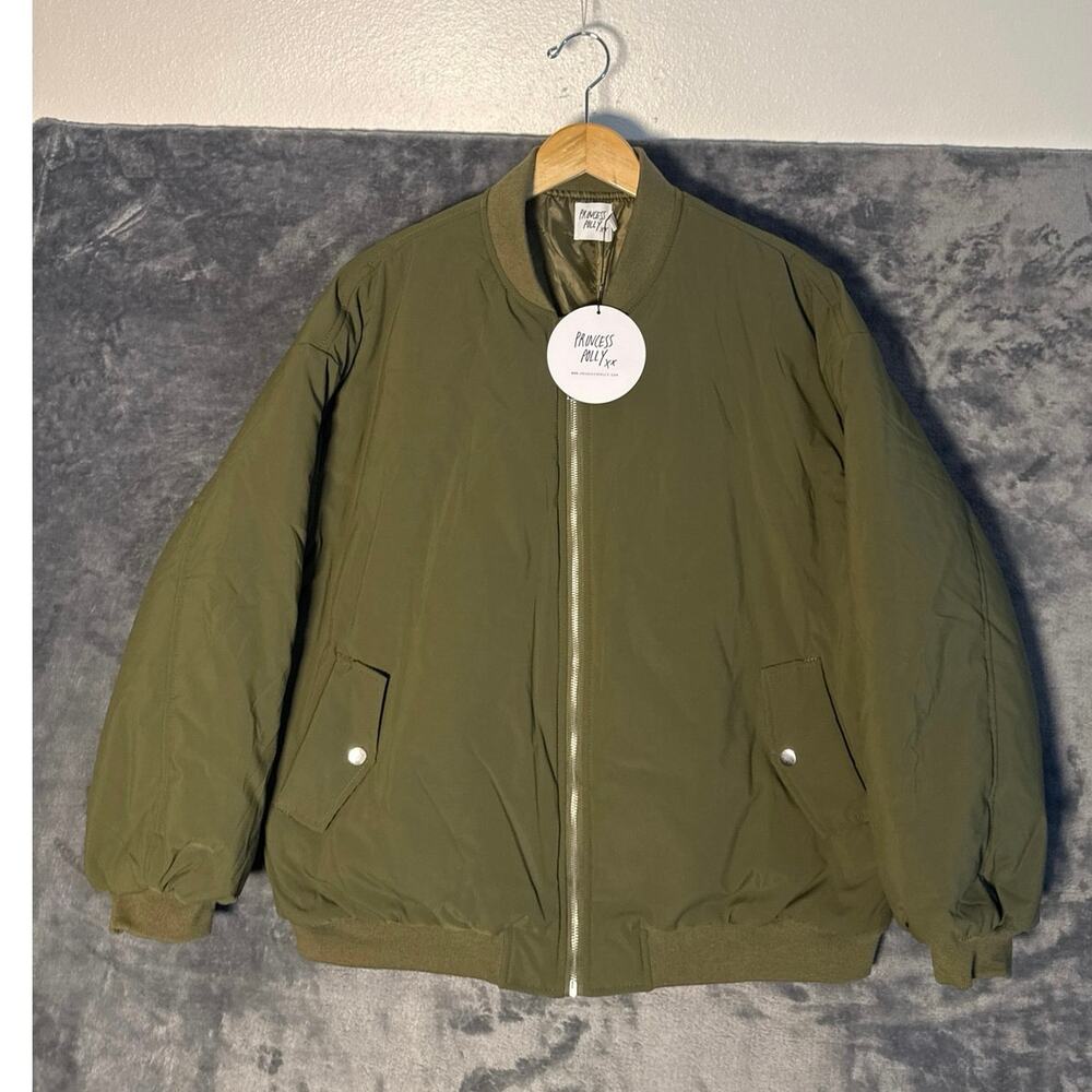 Streetwear x Princess Polly Formations Bomber Jacket Olive Green US 10 NWT
